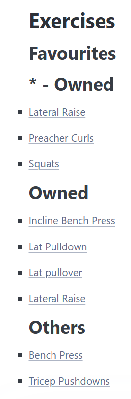 Exercise not showing owned symbol